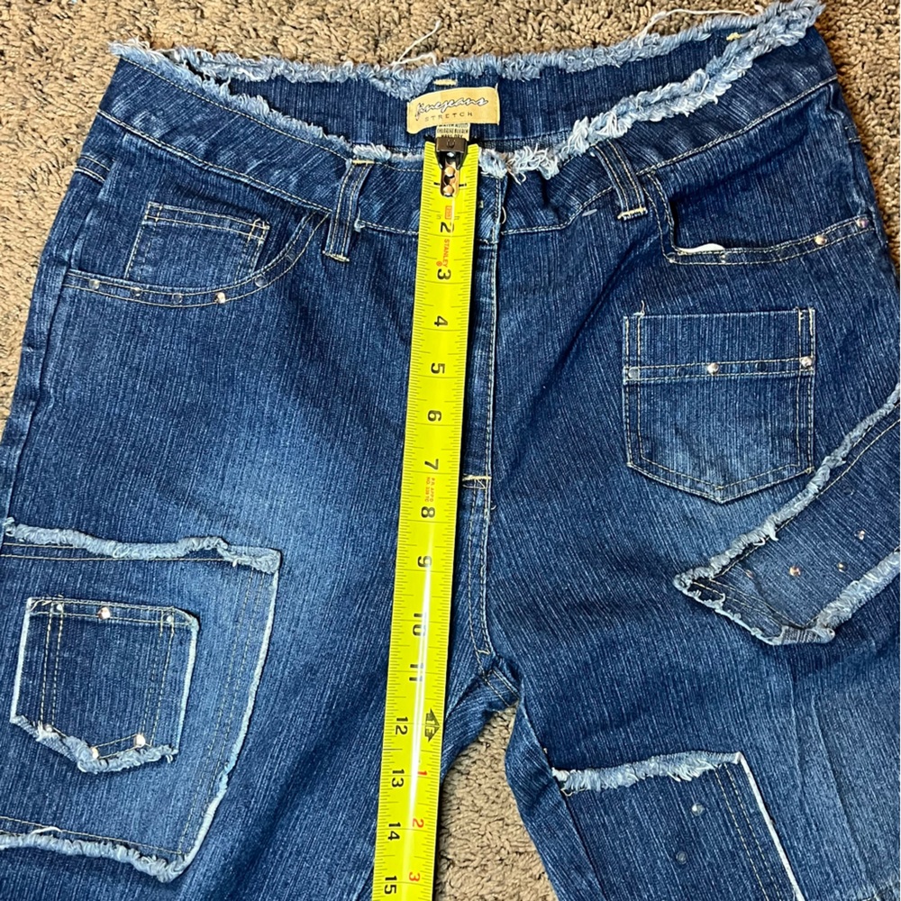 Fine Jeans Unique Patchwork Denim Capris Size 14 … - image 7